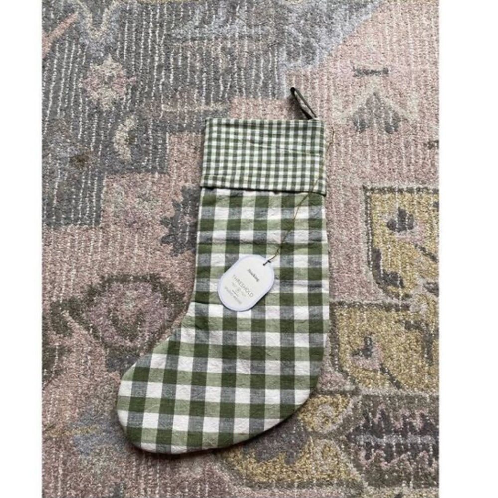 Threshold Studio McGee Green & White Buffalo Check Christmas Stocking Holiday C1